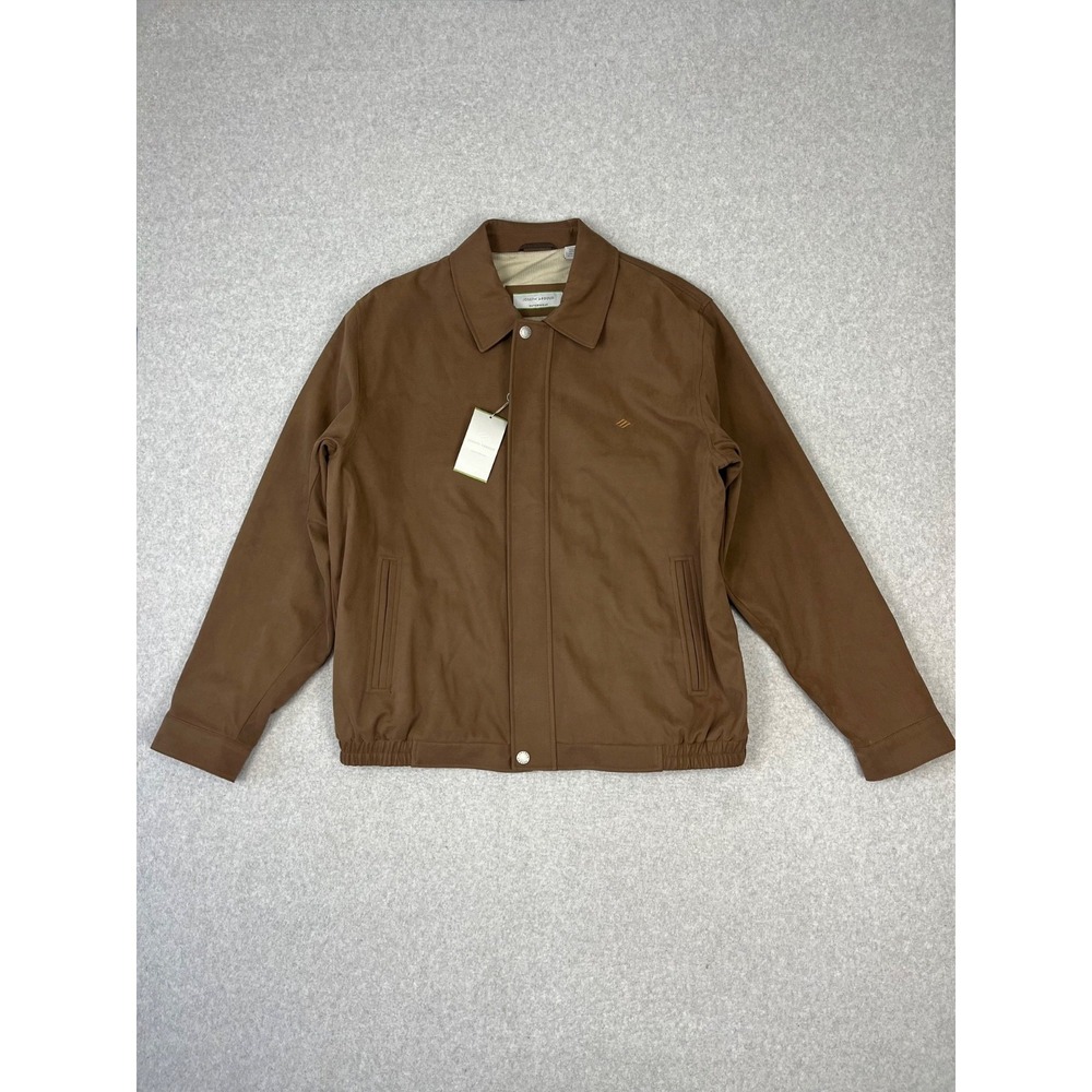 Joseph Abboud Bomber Jacket Mens XLT Brown Full Zip Snap Button Lined Modern Fit